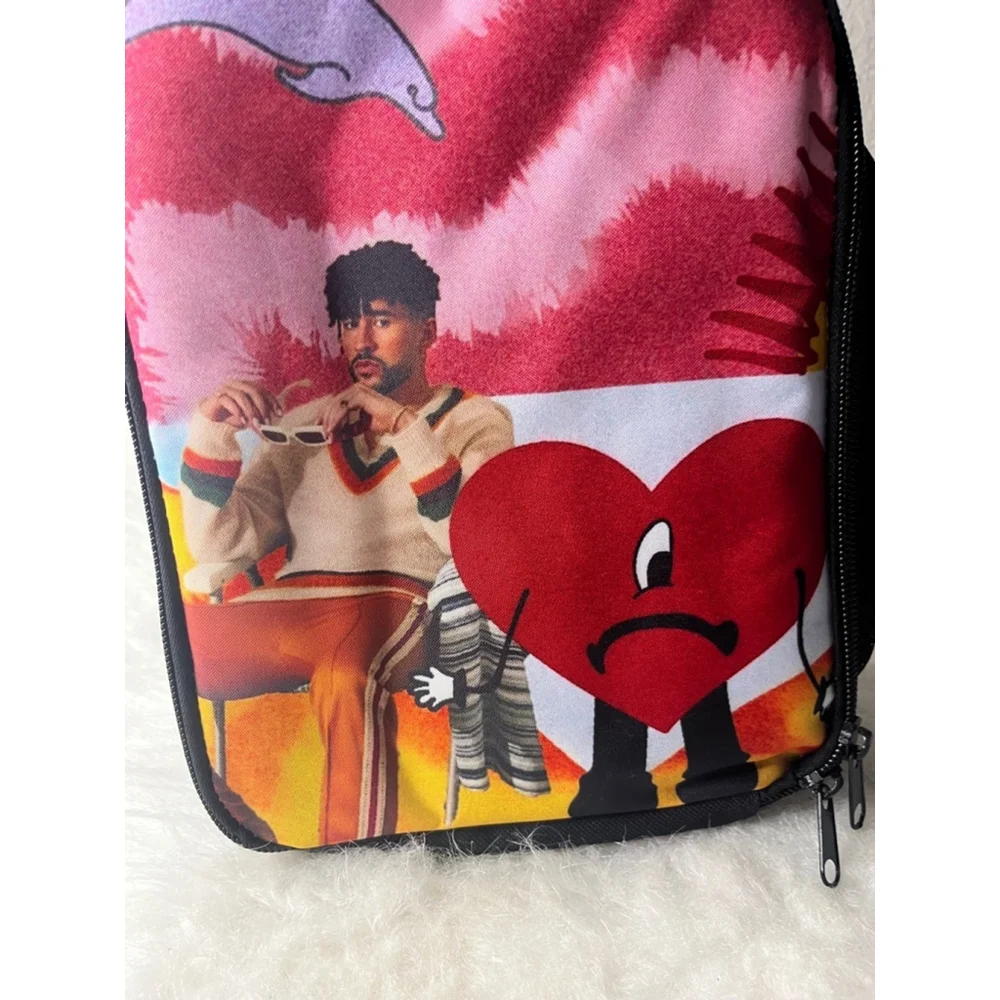 Hip-Hop Durable Neoprene Lunch Tote Bags For Beach - Bad Bunny Rapper - Picture 2 of 12